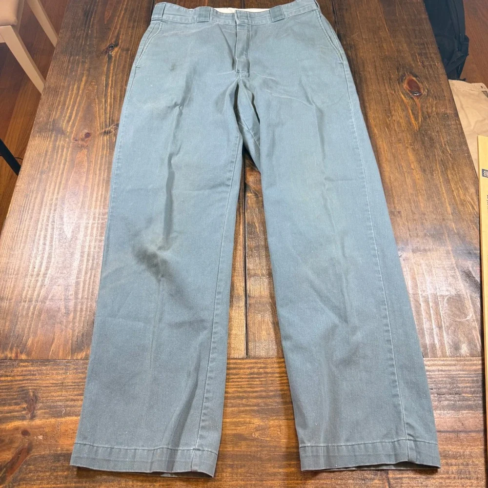 Vintage LL Bean Mens 34x32 Chino Pants Sage Green Straight Leg Made in USA - Picture 3 of 10